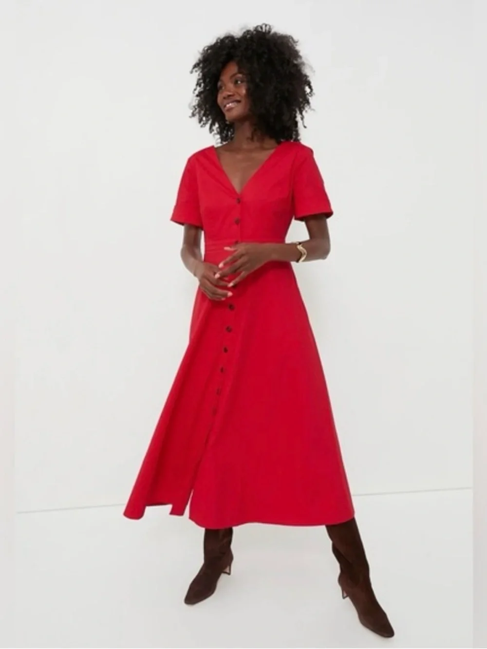 Tuckernuck Scarlet Button-Front Midi Dress - Picture 1 of 5